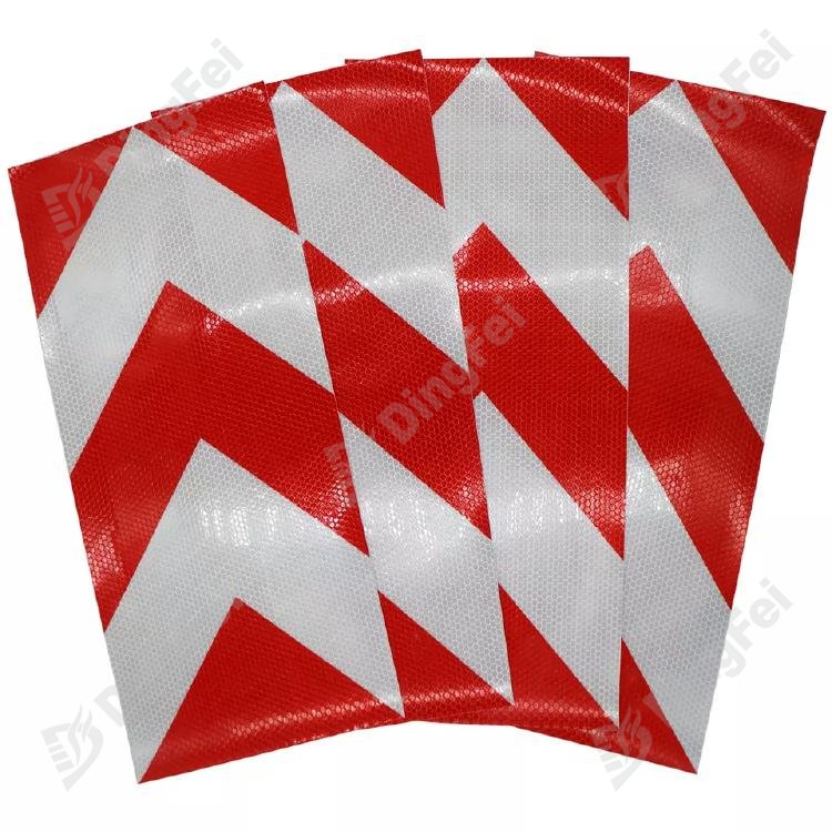 Red White Reflective Rear Marker Arrow Sticker - 